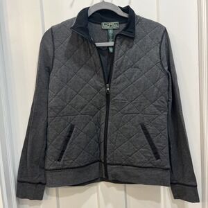 Lauren Active Ralph‎ Lauren Quilted Cotton Jacket Women's Size M Gray Full Zip